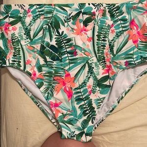 Old Navy high waisted high cut bathing suit in a gorgeous multi color pattern.